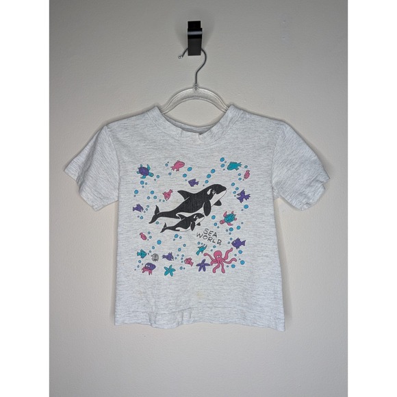 Vintage 90s Seaworld Childrens Kids T Shirt 3T Orca Octopus Ocean Single Stitch - Picture 2 of 13